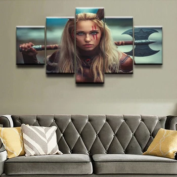 

5 Pieces Canvas Painting Pictures Poster Wall Art Women Cosplay Home Decor For Living Room Modern Printed Painting Artwork
