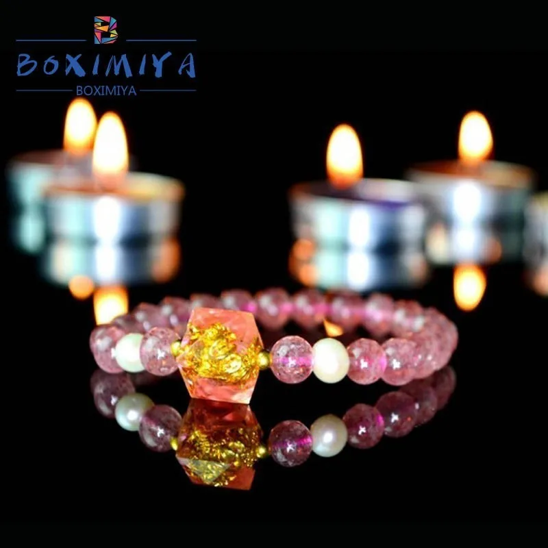 

Orgonite Energy Bracelet Strawberry Crystal Bracelet Jewelry Transit Recruitment Peach Blossom Love Bring Lucky Bracelet Gift