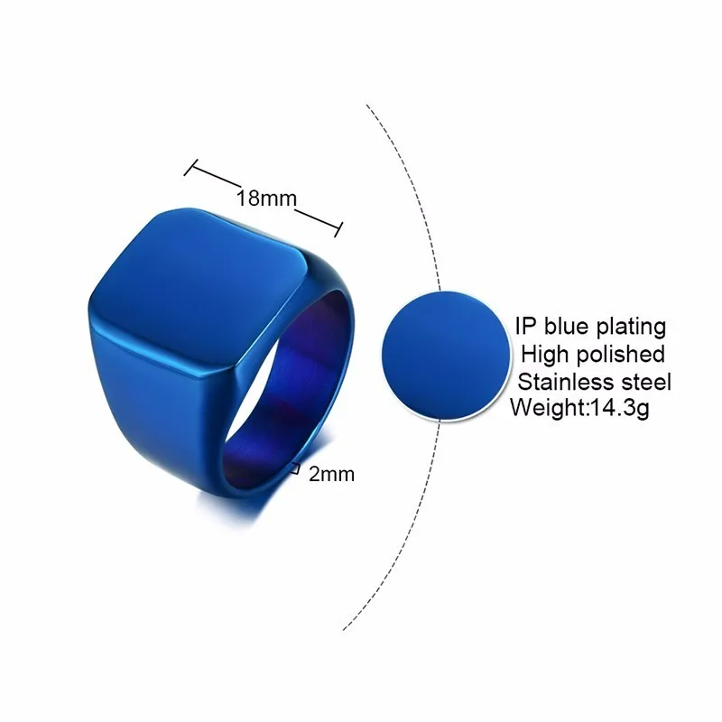 Лазерная гравировка полировка Орел печатка кольцо для мужчин нержавеющая сталь мизинец кольца в синем персонализированные вдохновение рисунок