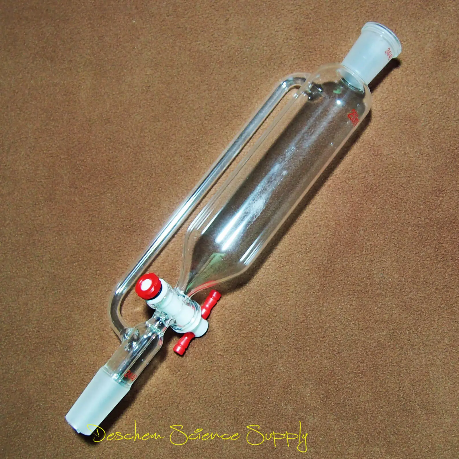 250ml.24/40, 유리 압력 균등화 추가 깔때기, PTFE 스톱콕 포함