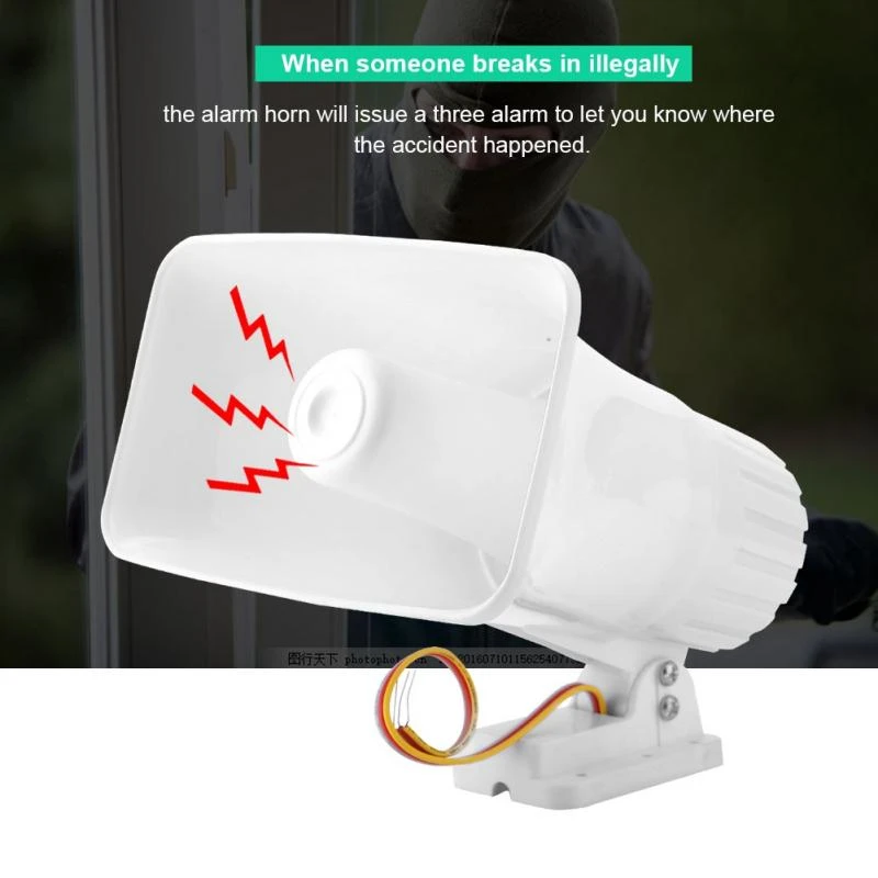 Bocina de advertencia,150dB DC 12V Dual Tone Wired Loud Alarm Cuerno Advertencia seguridad//Burglar Horn para sistema de monitoreo seguridad para hogar Seguridad