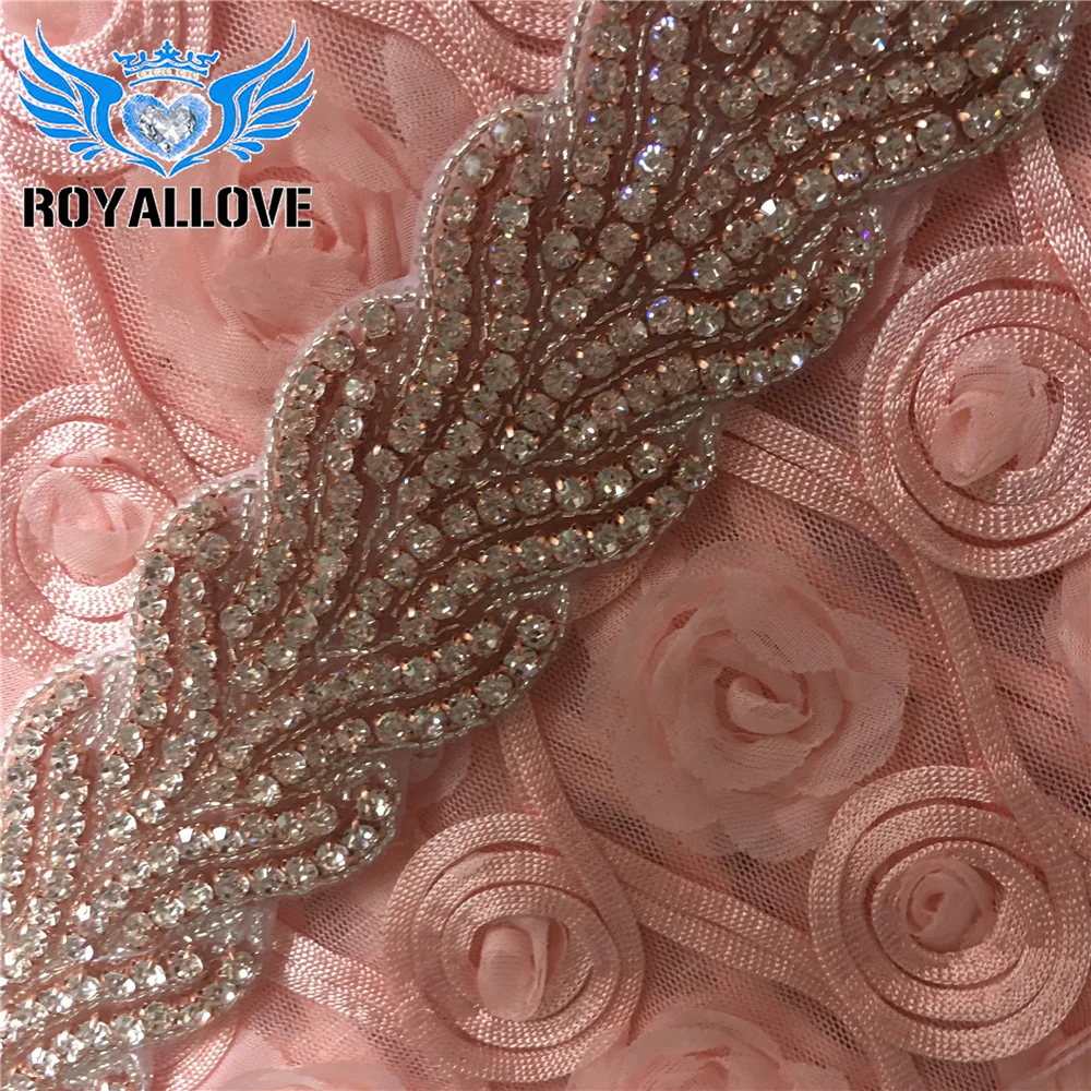 10 Yards Beaded Ornaments Lace Crystal Material Decorative Rose Gold Rhinestone Trimming for Wedding Clothing Sash DIY Trim | Дом и сад