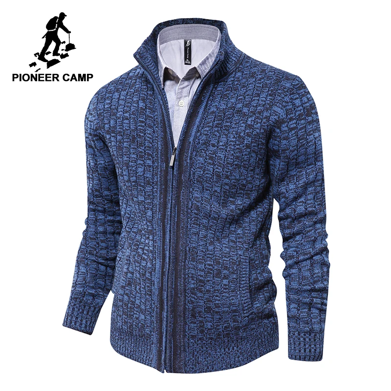

Pioneer Camp mens Cardigan Sweater Jacket Autumn Winter Slim Fit Black Grey Dark Blue Zipper Male 566307Y