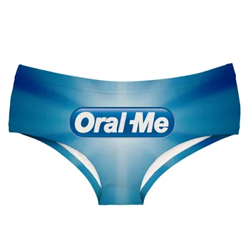 

Oral-me Blue Bright Interesting Print Underwear For Women Hot Sexy Female Lingerie Thongs Briefs Cute Panties For Lady