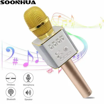 

SOONHUA Portable Wireless Bluetooth Karaoke Microphone KTV Singing Karaoke Mic Handheld Bluetooth Mic Speaker For Phone Laptop