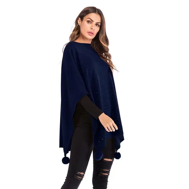 Best Product New European and American Women's Wear - Seven Split Sleeves and Woolen Cloak Shawl - Drill Knitted Bat Shirt