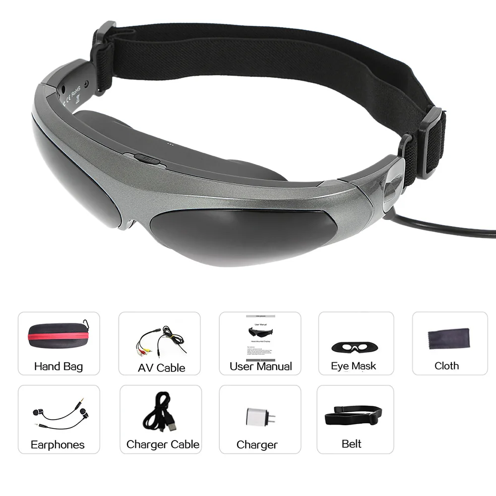 

922A Smart Video Glasses Head-Mounted Display FPV Glasses 80 Inches Virtual Wide Screen AV Input for PS3 XBOX MP5 TV DVD Player