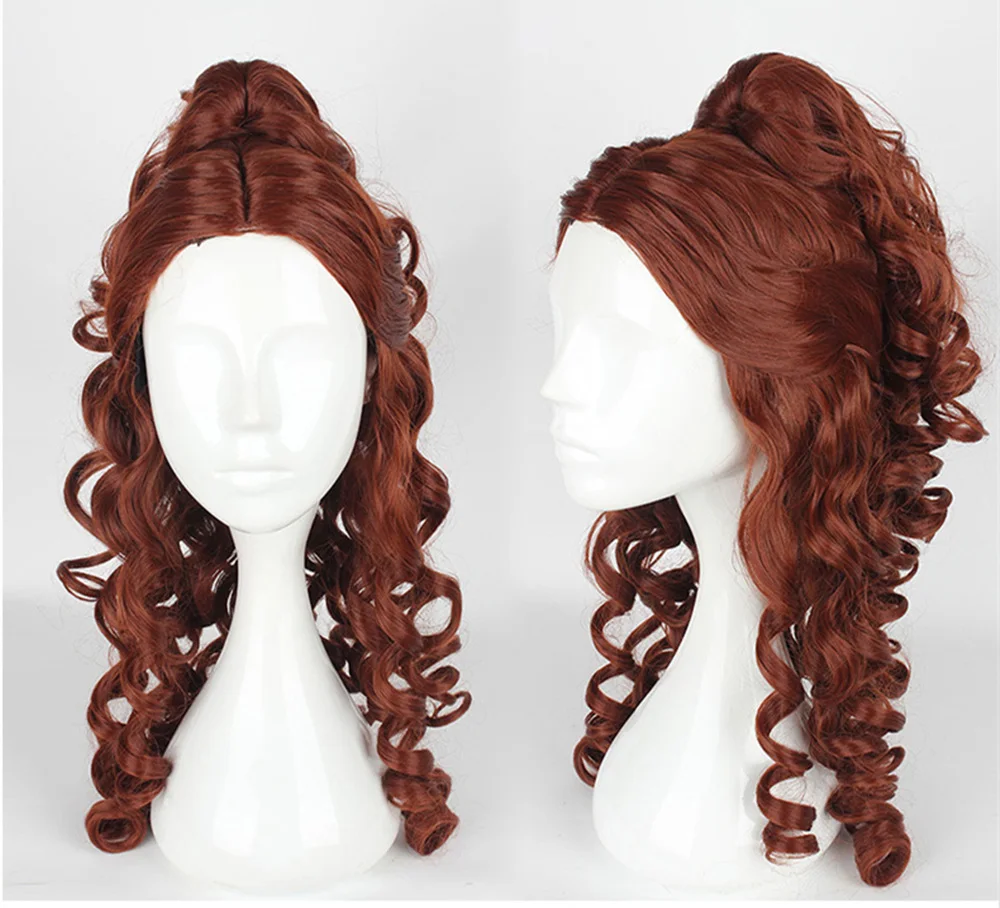 

Halloween women Beauty and the Beast Princess Belle Ponytail Wig Stage role play Brown Hair Buch Pony-tail Belle costumes