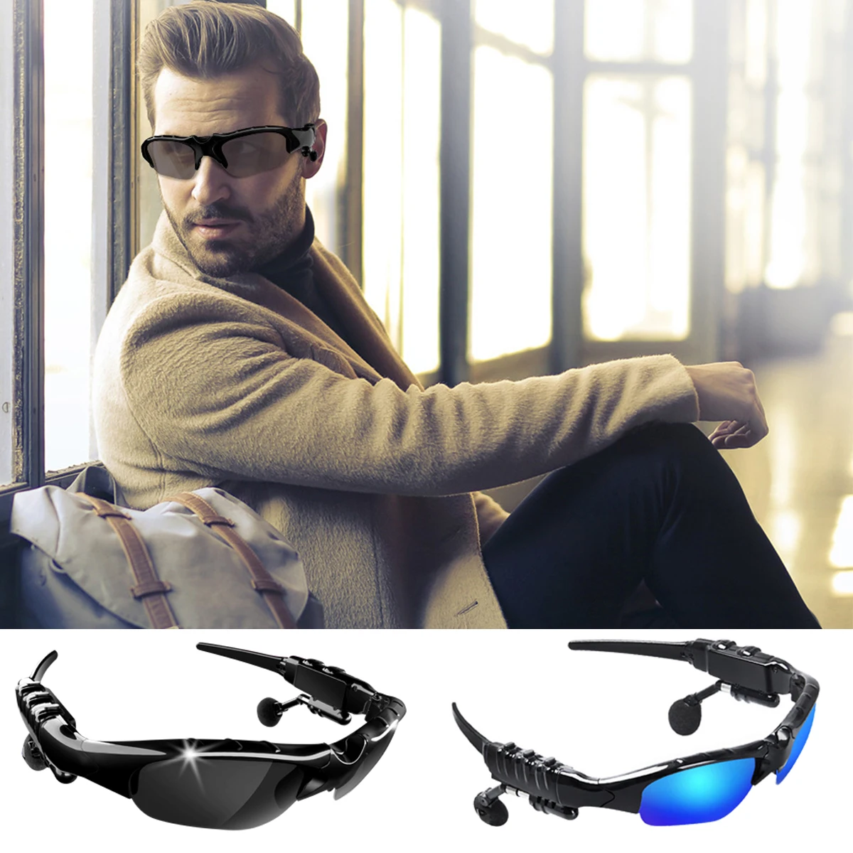 SOONHUA Bluetooth 5 0 Polarized Sunglasses Headset Smart Noise Reduction Earbuds Wireless Headphone w Mic For Driving Travel
