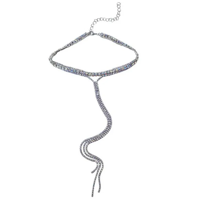 FYUAN Красочные Полный Стразы колье ожерелья для женщин Bijoux длинные кисточки Кристаллы подвески массивные ювелирные изделия