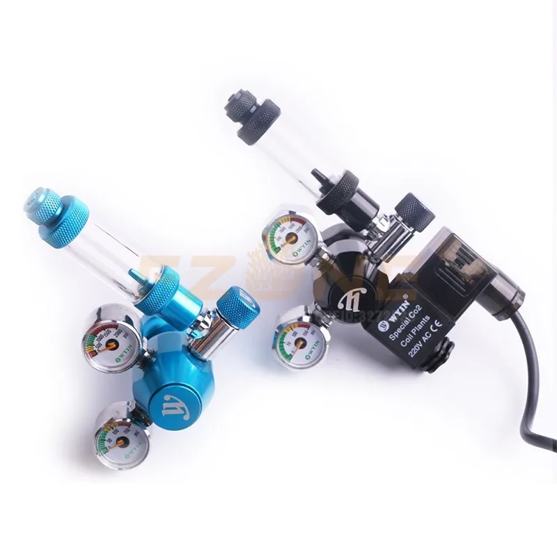 Chihiros acuario Wyin Mini doble calibre CO2 regulador con válvula de contador de burbujas de válvula de solenoide y Kits de instalación - 1
