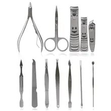 12 шт./компл. прочный резак ногтей Нержавеющая сталь маникюр педикюр набор ножницы для ногтей бытовой кусачки для ногтей комплект с Чехол