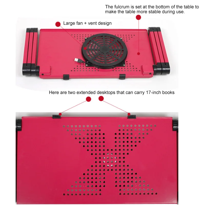 1 Pcs Foldable Computer Desks Bed Tray Laptop Notebook Lap Portable Vented Adjustable Stand PC Folding Desk Table