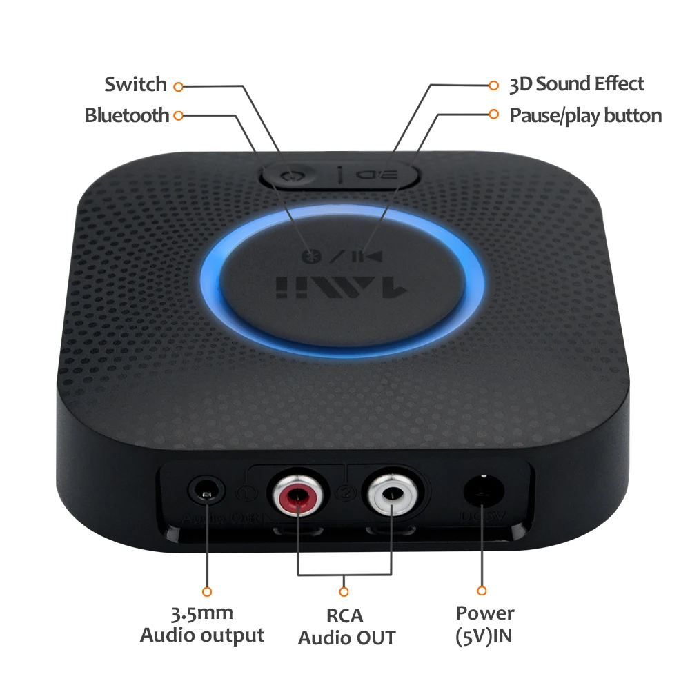 Беспроводной аудиоадаптер с приемником Bluetooth 5 0 дальность действия 50 м RCA AUX 3 мм APTX