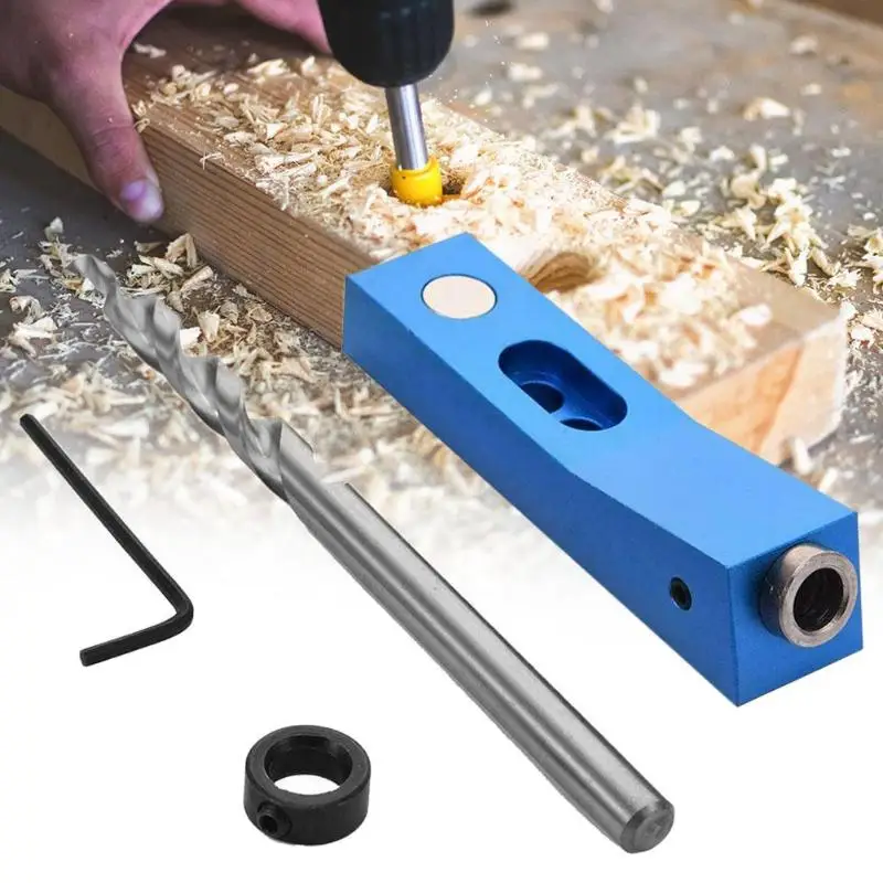 

Aluminum Alloy Woodworking Pocket Hole Jig Kit Angle Drill Guide Set Hole Puncher Locator Woodworking Drill Guide Jig