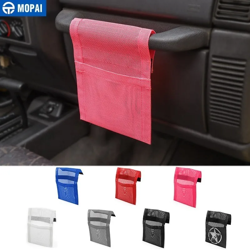 

MOPAI Stowing Tidying for Jeep Wrangler 1997-2006 Car Copilot Armrest Handle Storage Bag for Jeep Wrangler TJ Car Accessories