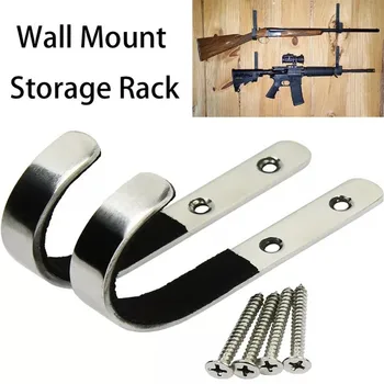 

Wall Mount Storage Rack J - Hook for Hunt Rifle Shot Gun Hangers and Archery Bow Set Anti-Scratch One Pack ( 2PCS ) Silver