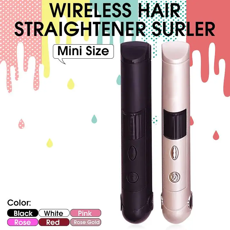 

Kemei Mini Hair Straightener USB Recharging Curler Fast Heating Ceramic 3D Floating Board LED Display Cordless Hair Flat Iron