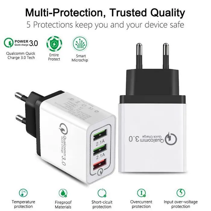 Зарядное устройство USB quick charge 3 0 для iPhone X 8 7 iPad быстрое настенное зарядное Samsung S9