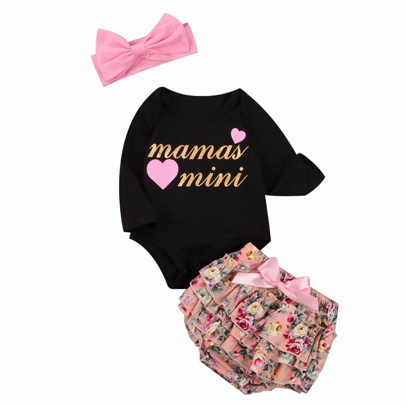 

Newborn Baby Girl Long Sleeve Print Romper Jumpsuit Top+Diaper Cover Pants Outfit Set