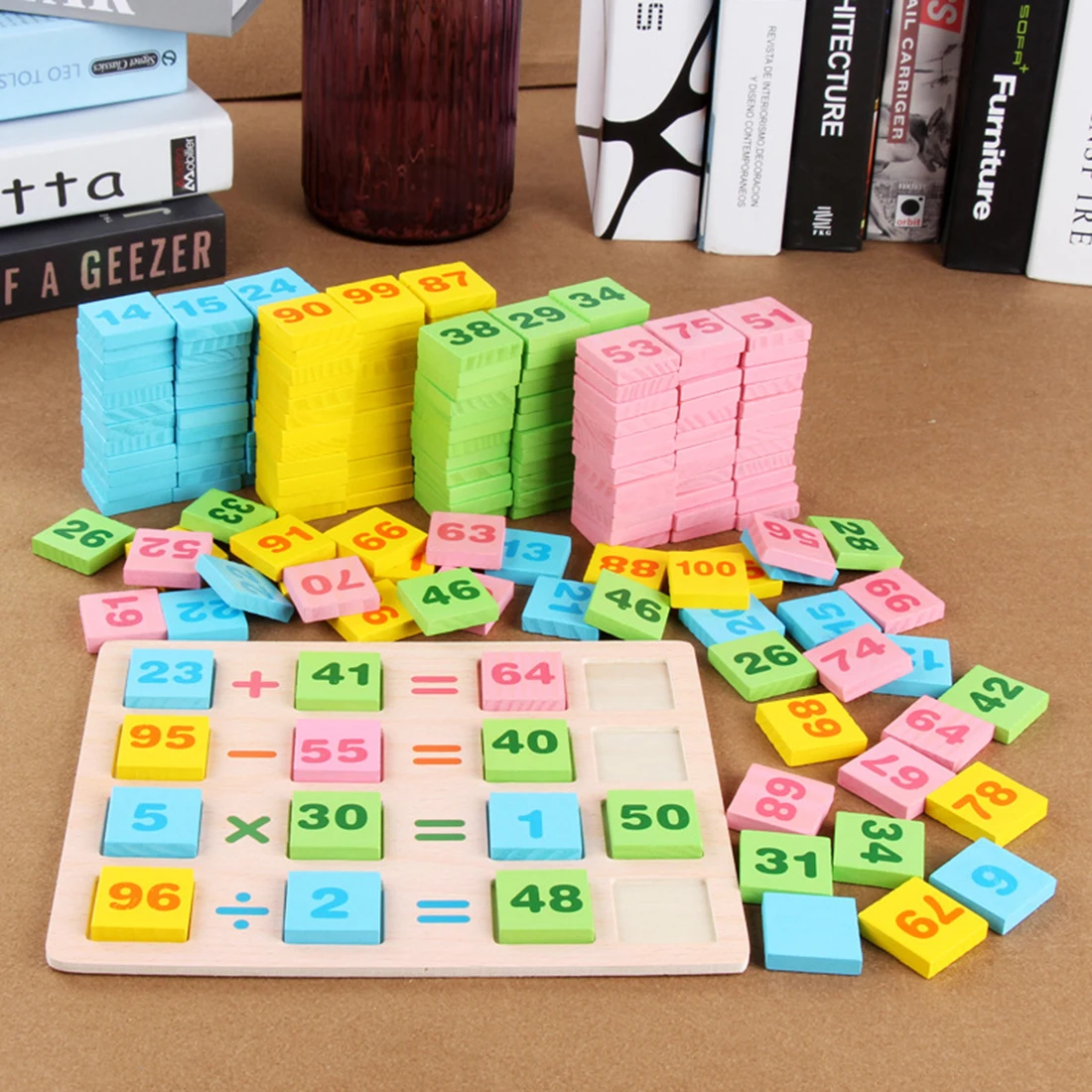 

200Pcs Children Early Educational Toys Wooden Domino Blocks Arithmetic Tile Games Educational Toys For Children