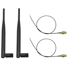 AAAE Топ 2 x 6dBi 2,4 ГГц 5 ГГц Двухдиапазонная WiFi RP-SMA антенна+ 2x35 см U. fl/кабель IPEX