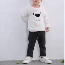 Милый зимний теплый свитер с рисунком медведя для маленьких мальчиков и девочек; блузка; свитер; плотная теплая одежда; зимние топы с длинными рукавами для мальчиков