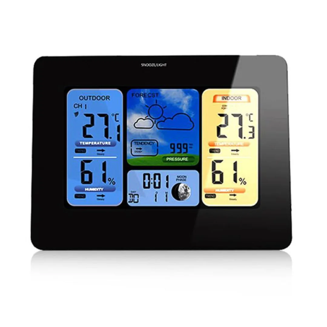 

Wireless Digital Weather Station Clock Colorful LCD Screen Temperature Humidity Sensor Weather Forecast For Home In/outdoor