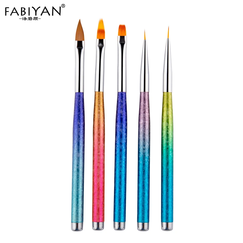 

Nail Art Liner Brush Painting Drawing Pen Gradient Flat Head Plastic Gel Crystal DIY Design Tips Design Manicure Tools 5Pcs/set