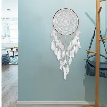 

Feather Handmade Dream Catcher Indian Style Crafts Woven Wall Hanging Decoration White Dreamcatcher Wedding Hanging Decorations