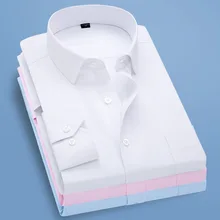 Рубашки для бизнеса мужские с длинным рукавом Хлопок Смарт повседневное однотонное платье рубашка мужские офисные тонкие большие размеры Twil