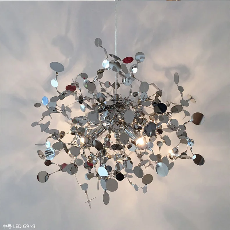 Terzani Argent Lighting ручная работа люстра с листьями из нержавеющей стали для