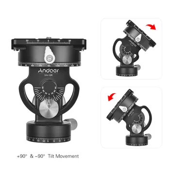 

Andoer VH-10R CNC constructed aluminum alloy Tripod Head 360 Rotating with 1/4" & 3/8" Screw for Sony Nikon Canon DSLR Camera