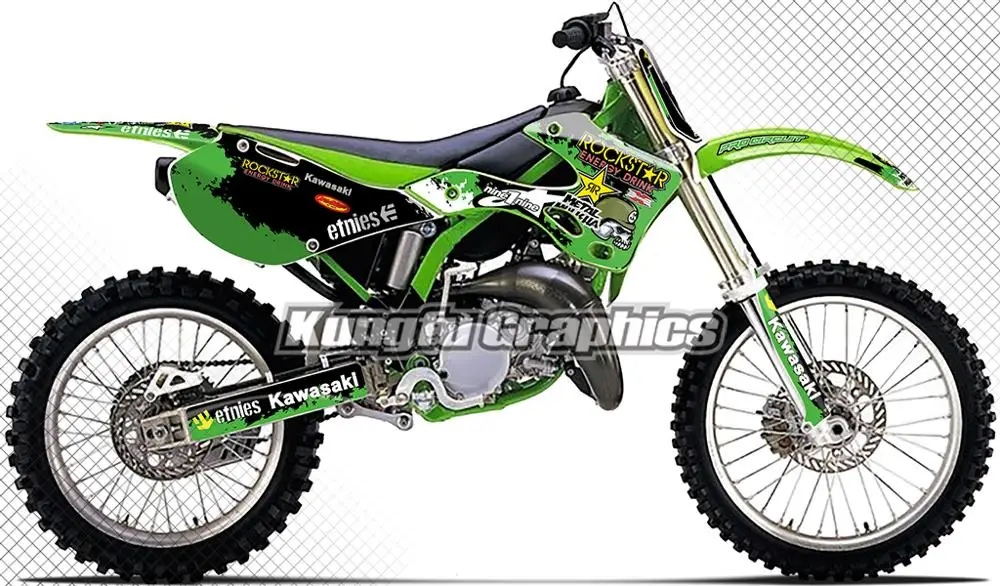 

KUNGFU GRAPHICS Custom Stickers Vehicle Wraps Motocross Decals Kit for Kawasaki KX 125 KX 250 KX125 KX250 1999 2000 2001 2002