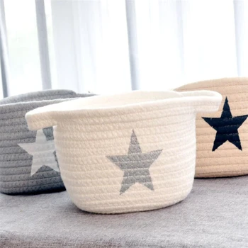 

Ins Nordic Style Knitting Star Storage laundry basket Cotton Thread Handmade Flower Basket Household Bathroom Organizer Baskets