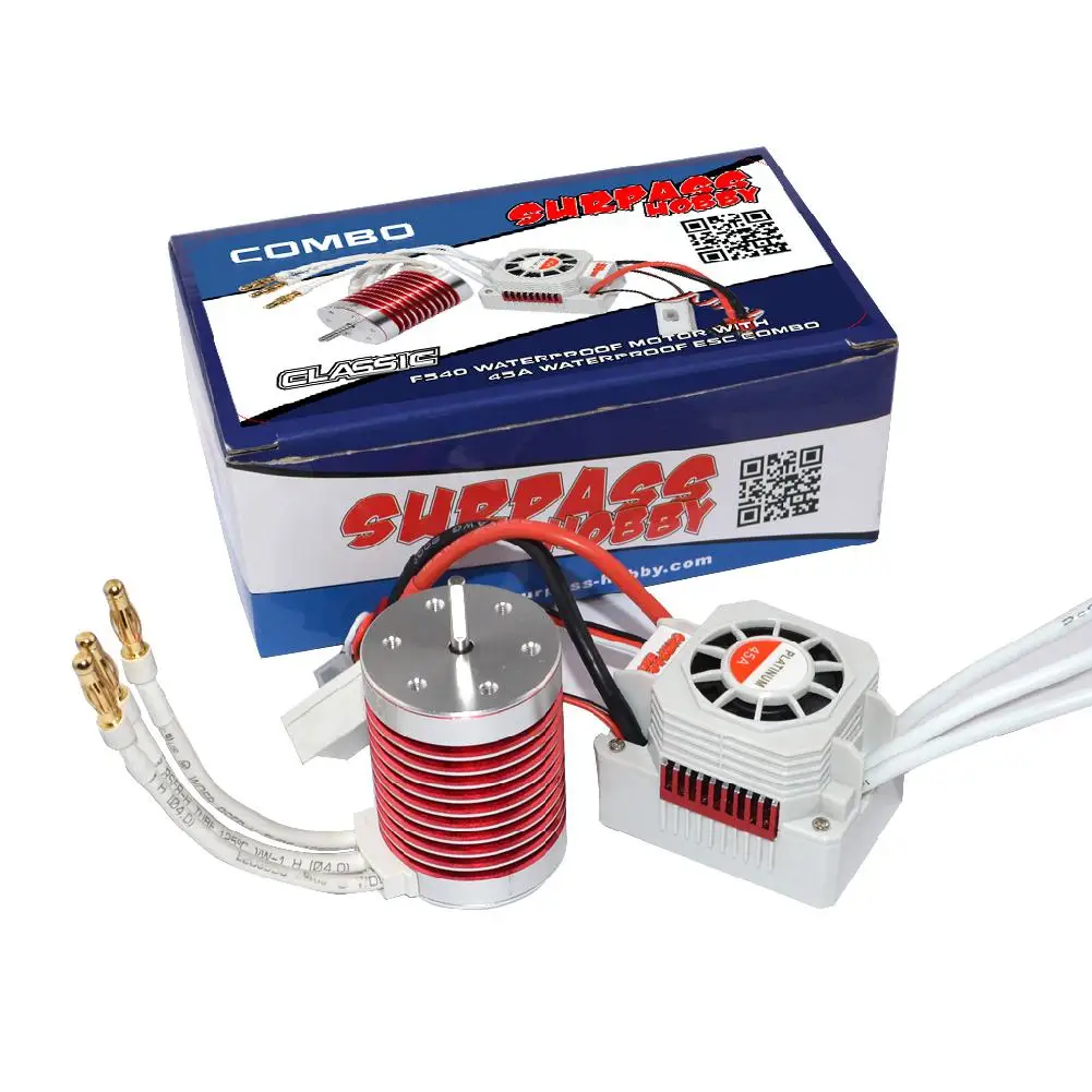 

SURPASS HOBBY Platinum Set Waterproof F540 3800KV/3930KV/4370KV Brushless Motor with 45A ESC for 1/10 1/12 RC Car Truck