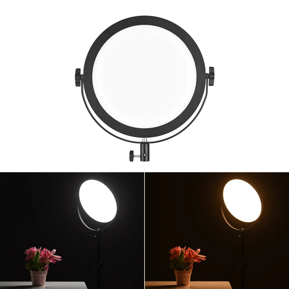 

Andoer SO-30T 30W 3200-5600K Ultrathin Bi-color Round LED Video Light Photography Fill Light Diammable LCD Display Screen CRI97+