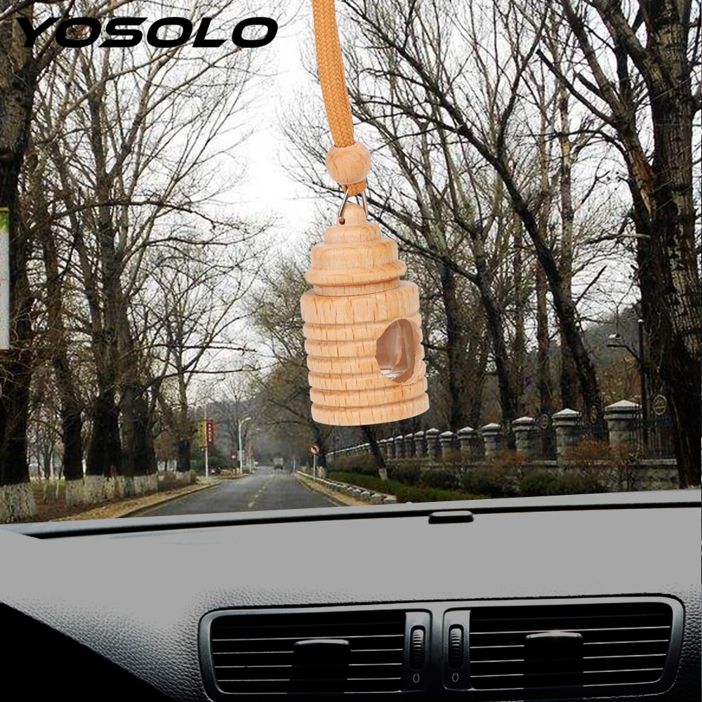 

YOSOLO Air Freshener Bottle for Essential Oils Car Perfume Empty Bottle Wood Hanging Glass Empty Bottle Perfume Pendant 4ml