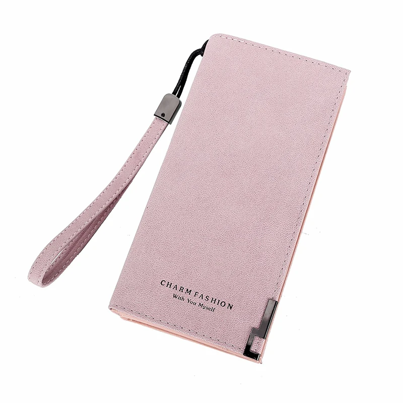 

Matte Leather Women's Wallet Elegant Large Capacity Long Wallets Ladies Solid Purses with Phone Pack Wristlet Clutch Purse Party