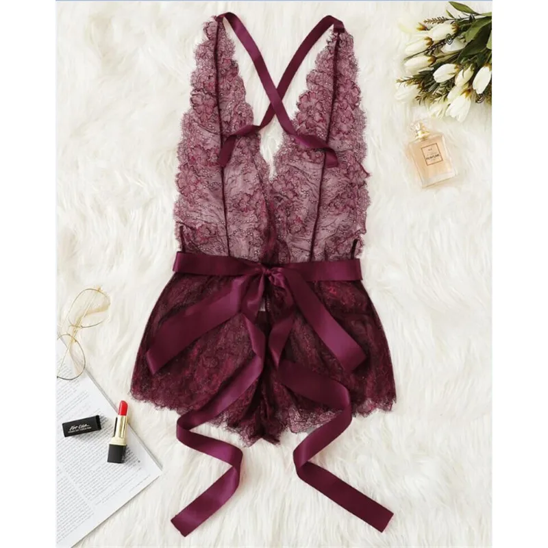 

Women Sexy lingerie porno Sheer Bodysuit Sissy Lace Catsuit body sexy hot erotic Underwear Sleepwear backless lenceria femenina