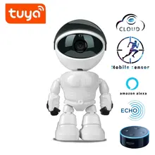 Shojzj-cámara Robot TUYA alexa echo 1080P HD, Monitor de bebé, wifi, Audio bidireccional, red IP, visión nocturna, detección de movimiento, casa inteligente