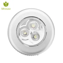 Mrosaa 3 светодиода Серебряный шкаф светильник на батарейках беспроводной накопитель кран сенсорный-толчок безопасности кухня спальня ночные светильники