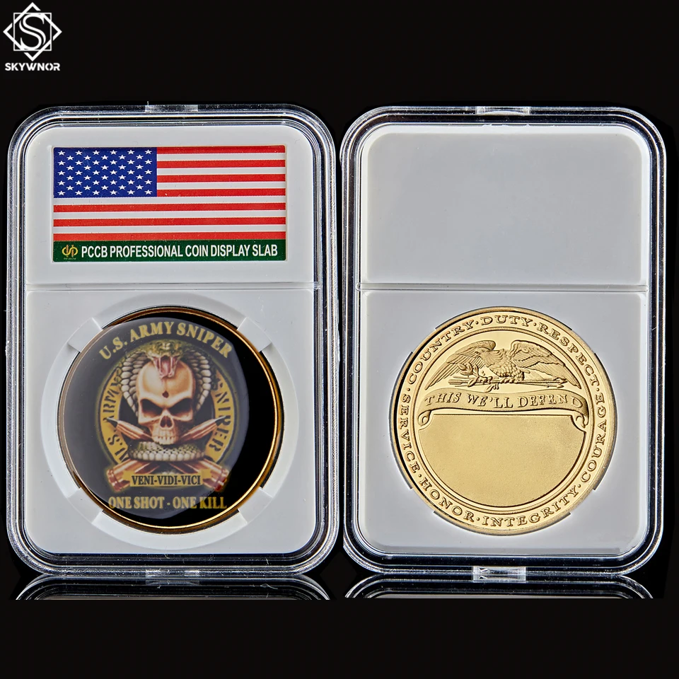 Армия США Снайпер Veni Vidi Vici One Shot Kill Gold Challenge монеты коллекционные предметы