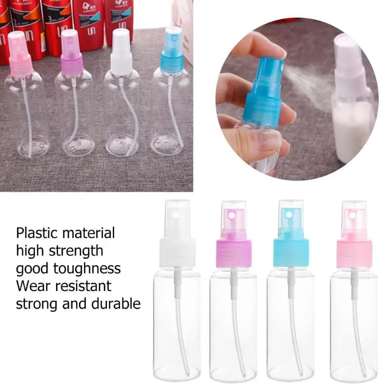 

30/50/100ml Transparent Small Empty Refillable Liquid Container Travel Mini Plastic Atomizers Perfume Spray Bottles Random