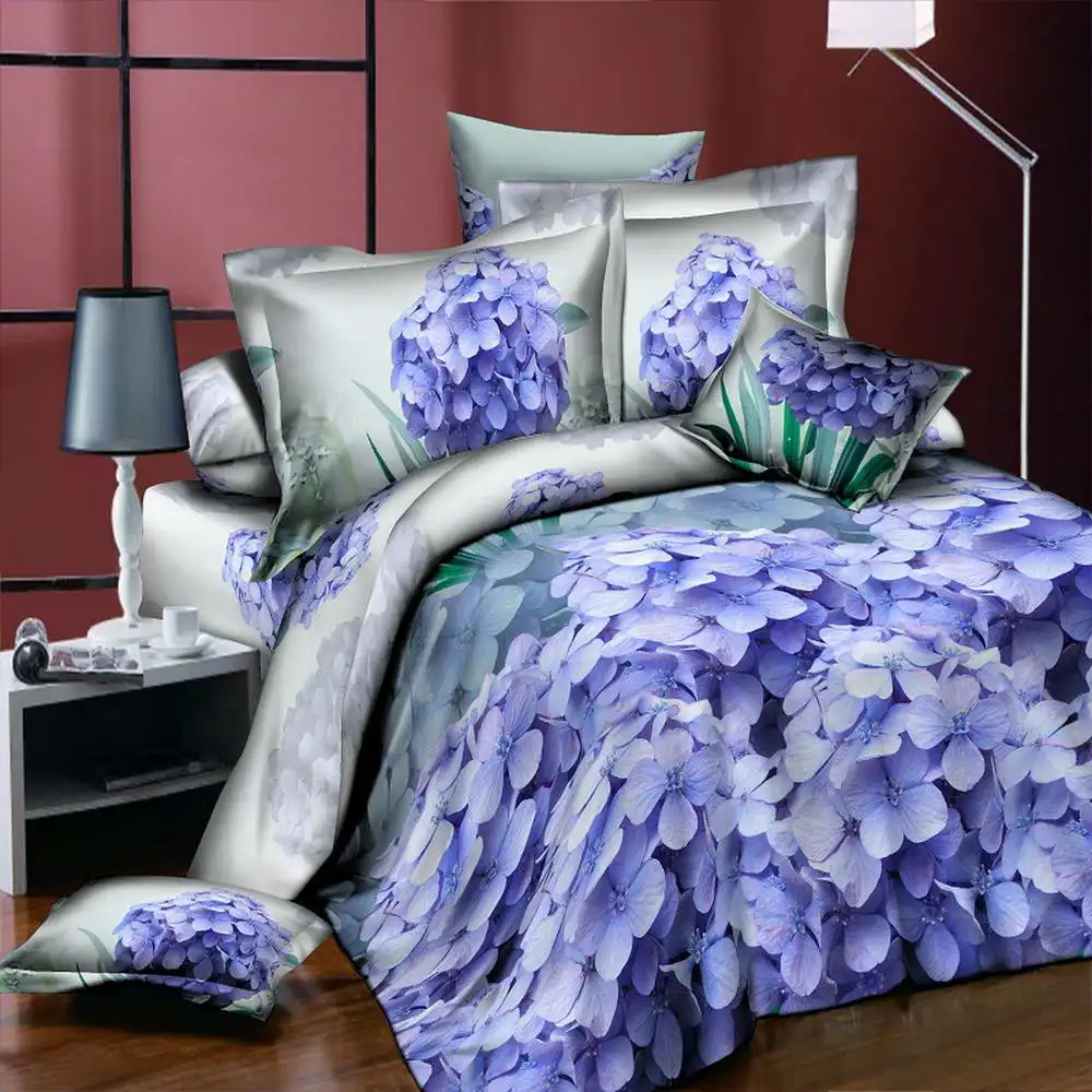 

Purple rose flower Home Textiles 3D Bedding Sets Cotton Panther4 Pcs Duvet Cover Set Flat Sheet Pillowcase Bedclothes