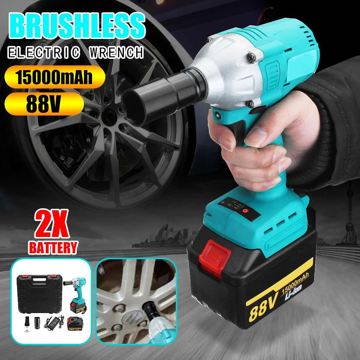 

88V Portable Dual Speed Wlectric Electric Wrench Brushless Cordless Wrench 380N.M Home Hand Power Tools Lithium Battery 15000mAh