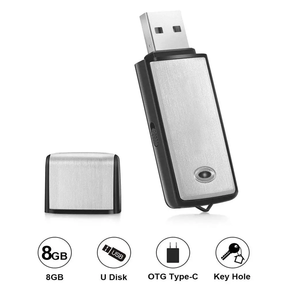 

acekool Voice Recorder USB Flash Drive 128Kbps Digital Voice Recording 8GB for Windows Mac Android OTG Mini Recorder r20