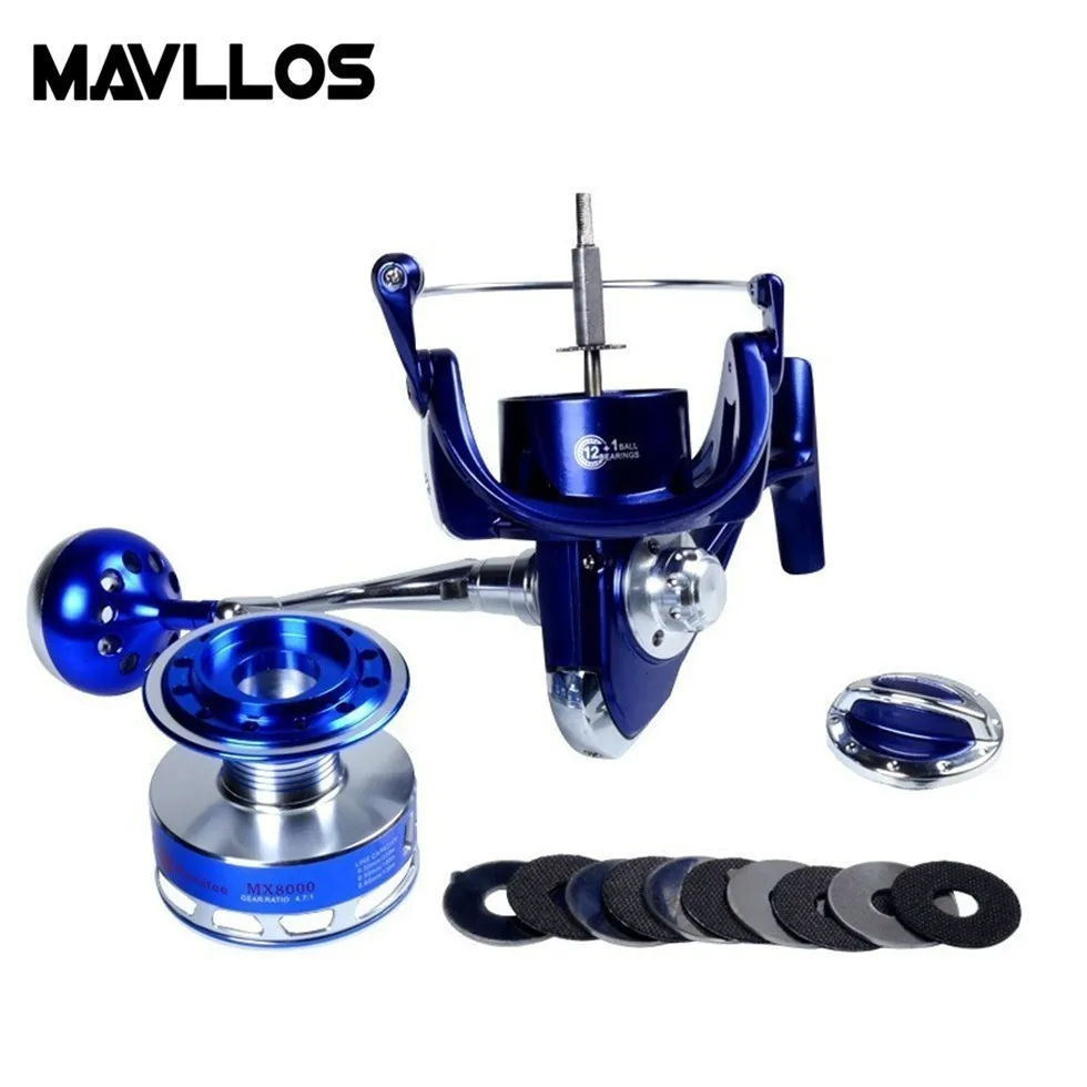 Mavllos ماكس السحب 30 كجم المياه المالحة القفز الصيد بكرة مكافحة التآكل 13BB سرعة نسبة 4.7: 1 باس البحر قارب الصيد بكرة