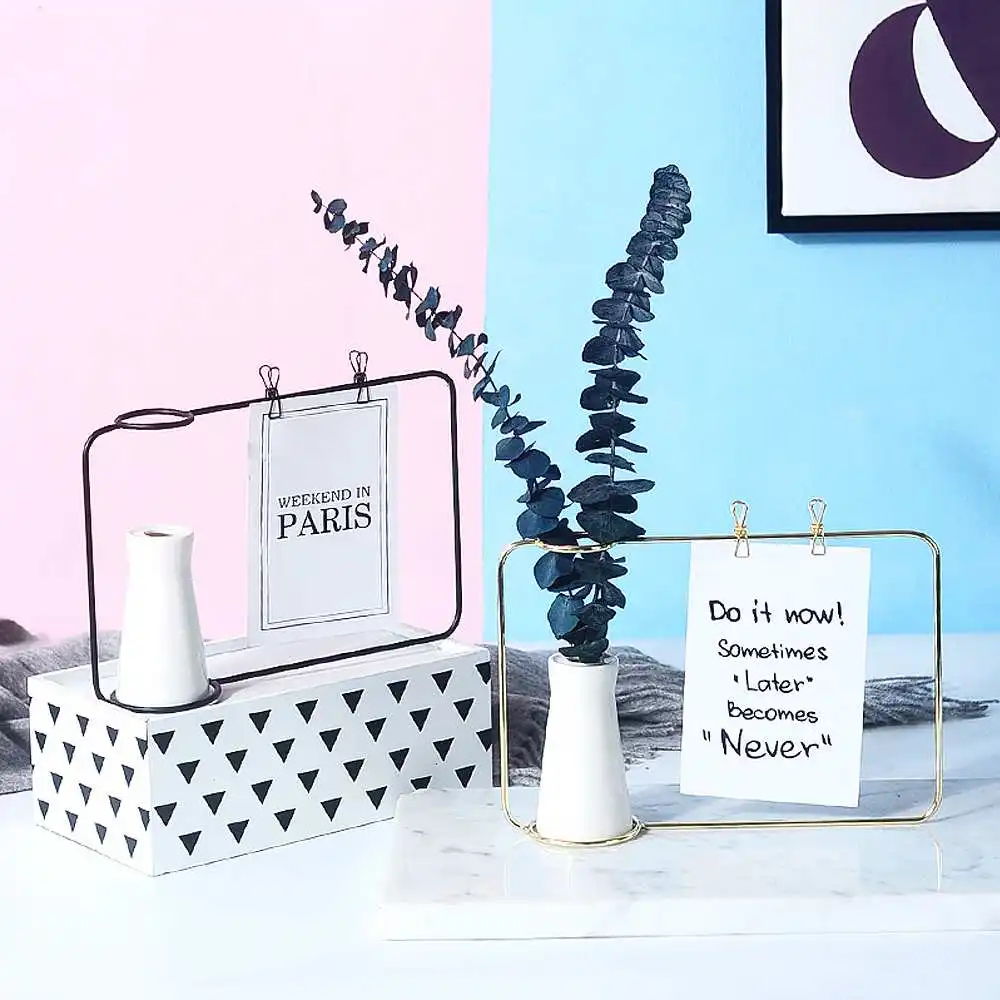 

Metal Wire Vase Flower Note Rack Flower Plant Container Home Decoration Line Flower Plant Vase For Bedroom Living Room
