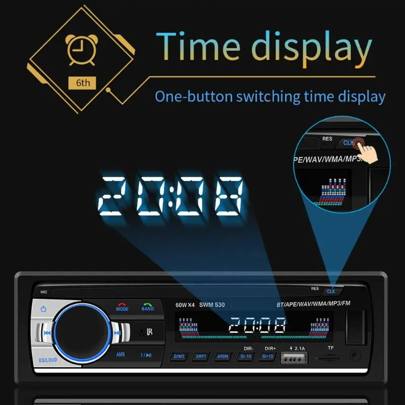 SWM JSD530 автомобильный Радио Bluetooth Авторадио USB 1 Din стерео двойной аудио MP3 SD FM тюнер